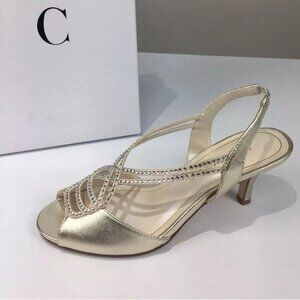 Caparros Women's Philomena Evening Wedding Sandals Gold Metallic Size 7.5M